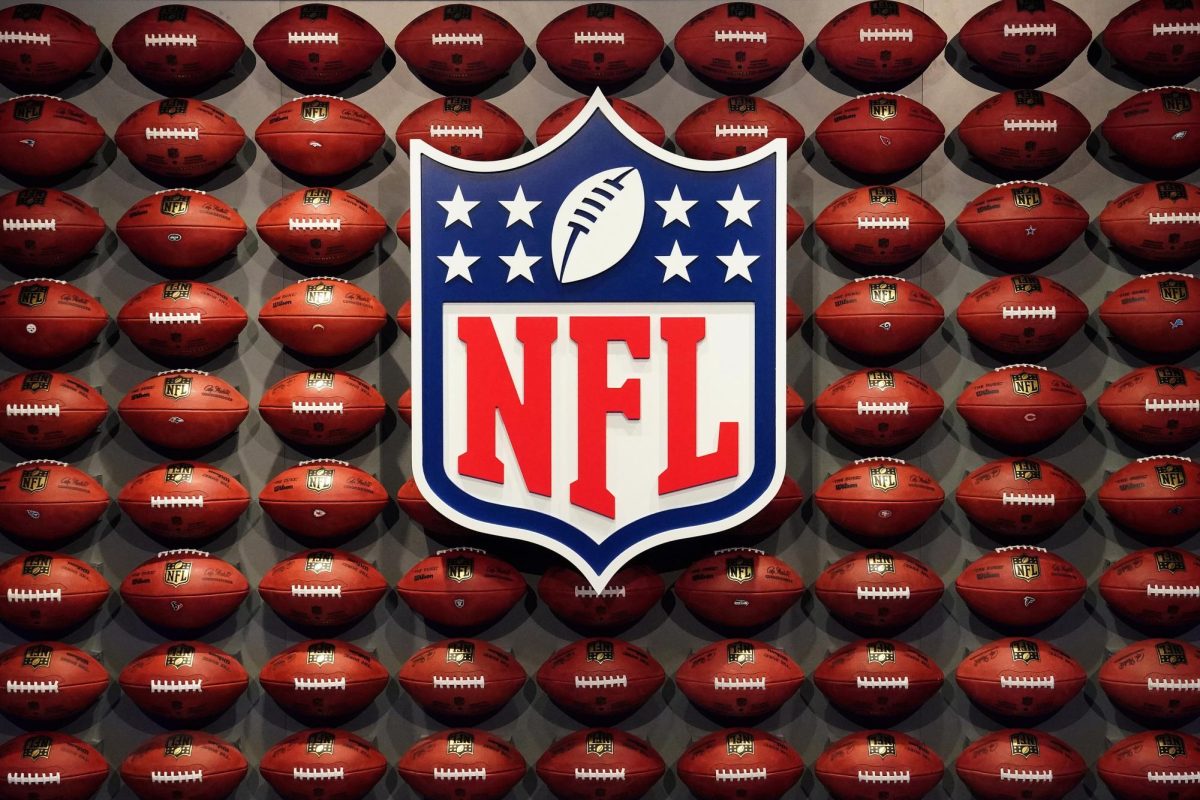 The NFL logo is pictured at an event in the Manhattan borough of New York City, New York.  REUTERS/Carlo Allegri