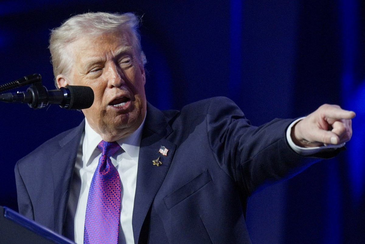 U.S. President Donald Trump speaks during the National Prayer Breakfast in Washington, D.C., 2026. REUTERS/Al Drago