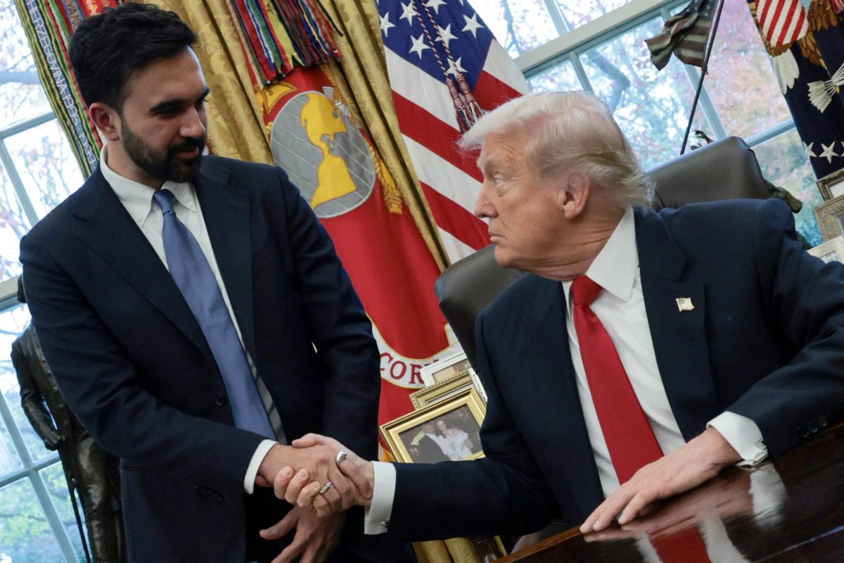 U.S. President Donald Trump and New York City Mayor-elect Zohran Mamdani shake hands as they meet in the Oval Office at the White House in Washington, D.C., U.S., November 21, 2025. REUTERS/Jonathan Ernst